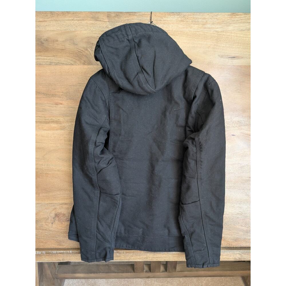 NWT Carhartt Jacket Womens S Black Iconic Washed Duck Sherpa-Lined Zip Up 0J4392 - Picture 2 of 5